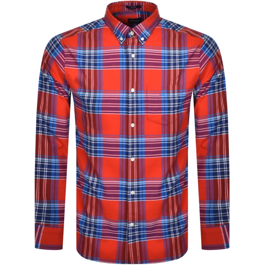 Alternative Image for ProductGant Brushed Bright Plaid Oxford Shirt Red1